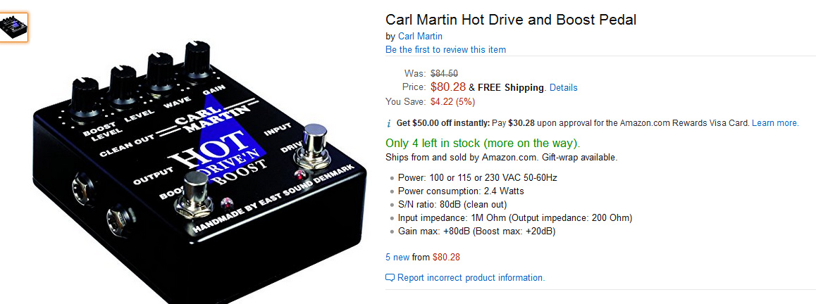 Sweet Deal on the Carl Martin Hot Drive and Boost –