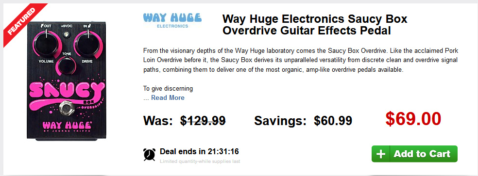 Stupid Deal on the Way Huge Electronics Saucy Box Overdrive